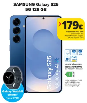 Offre: SAMSUNG Galaxy S25 5G 128 GB