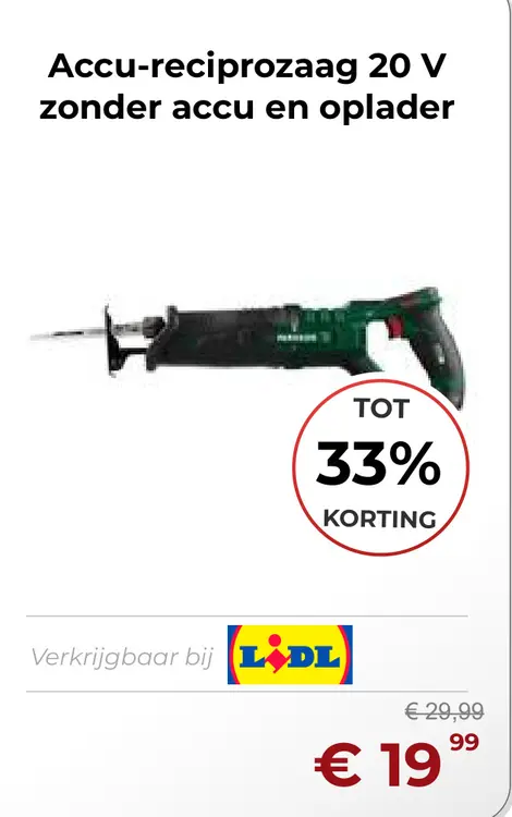 Aanbieding: Accu-reciprozaag 20 V