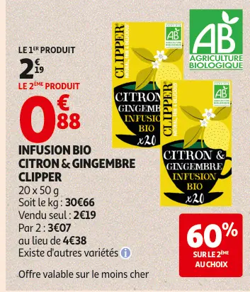 Offre: Infusion bio citron & gingembre