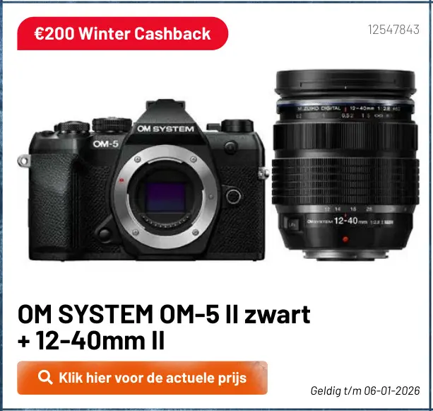 Aanbieding: OM SYSTEM OM-5 II zwart + 12-40mm II