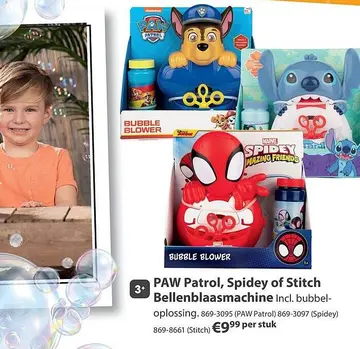 Aanbieding: PAW Patrol, Spidey of Stitch Bellenblaasmachi