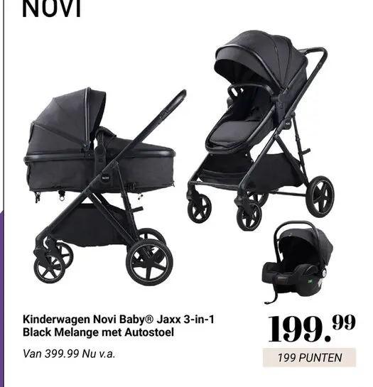Aanbieding: Kinderwagen Novi Baby® Jaxx 3-in-1 Black Mela