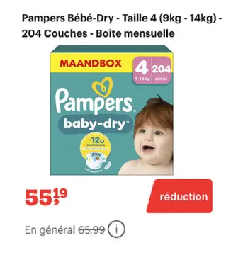Offre: Pampers Bébé-Dry - Taille 4