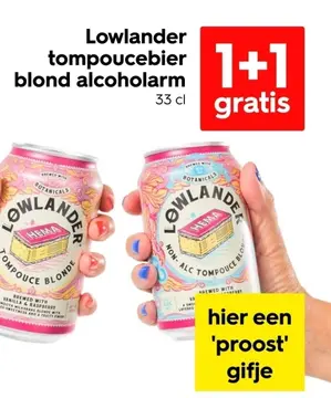 Aanbieding: Lowlander tompoucebier blond alcoholarm