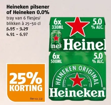 Aanbieding: Heineken pilsener of Heineken 0.0%