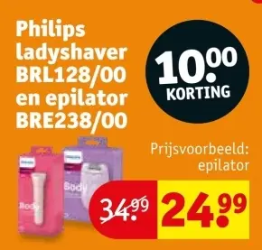 Promotie: ladyshaver BRL128/00 en epilator BRE238/00