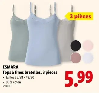 Offre: Tops à fines bretelles