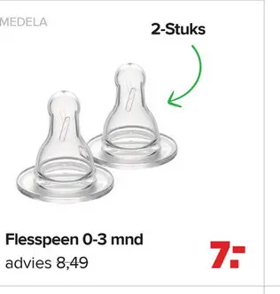 Aanbieding: Medela Flesspeen Slow Flow 0-3 mnd (2 stuks)