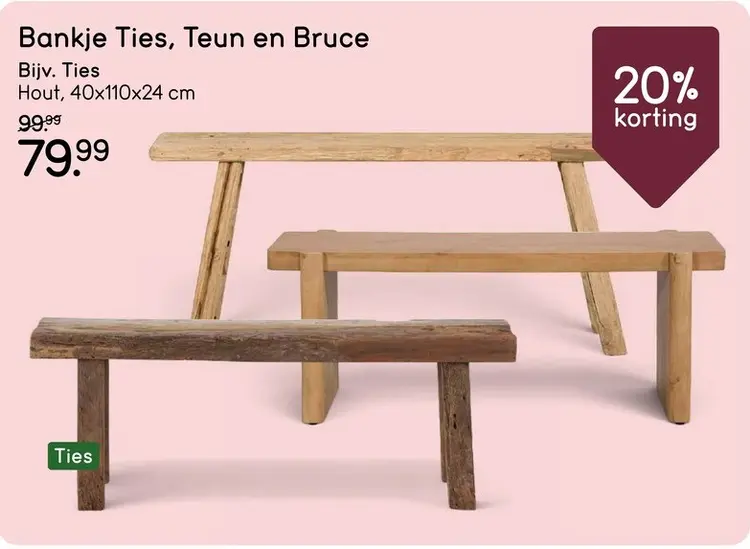 Promotie: Bankje Ties, Teun en Bruce