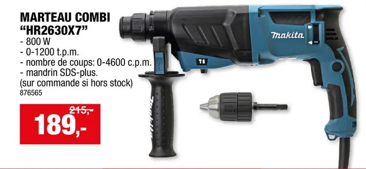 Offre: Makita HR2630X7 marteau combiné SDS-Plus 800W
