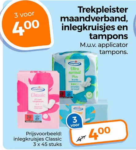 Aanbieding: Maandverband, inlegkruisjes en tampons
