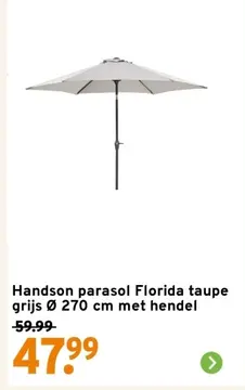 Aanbieding: Handson parasol Florida taupe grijs Ø 270 cm