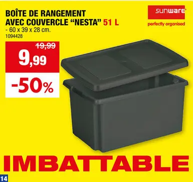 Offre: Sunware Nesta Relife boàte de rangement 51l anthracite