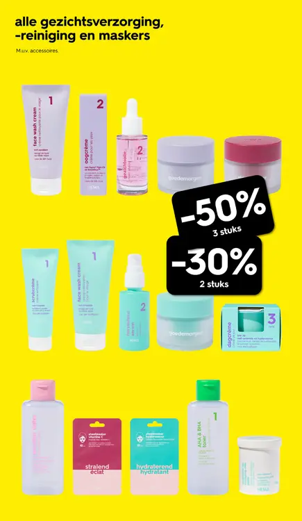 Promotie: Alle gezichtsverzorging, -reiniging en maskers