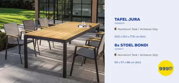 Aanbieding: TAFEL JURA 6x STOEL BONDI
