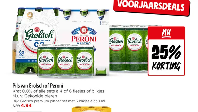 Aanbieding: Pils van Grolsch of Peroni