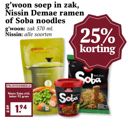 Aanbieding: Soep in zak, Demae ramen of Soba noodles