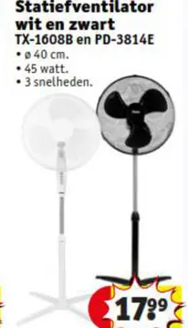 Aanbieding: Statiefventilator wit en zwart