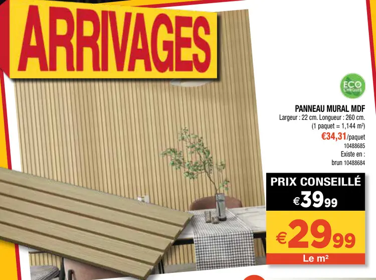 Aanbieding: Panneau mural mdf