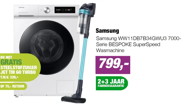 Aanbieding: Samsung WW11DB7B34GWU3 7000-Serie BESPOKE SuperSpeed Wasmachine