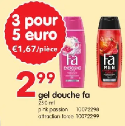 Offre: gel douche fa