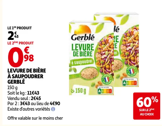 Offre: Levure de bière à saupoudrer