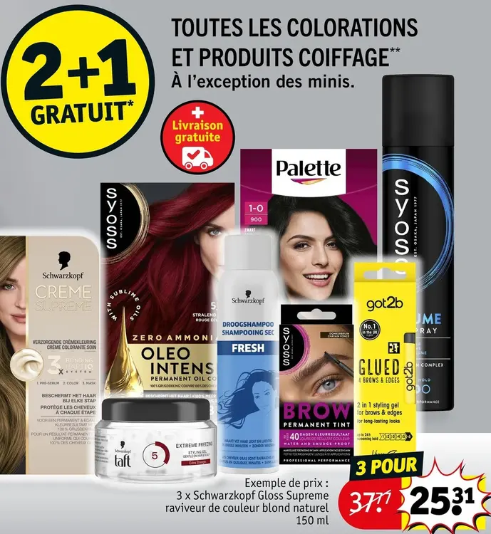 Offre: Colorations et produits coiffage