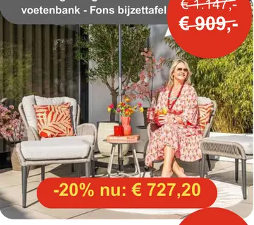 Aanbieding: Bentong loungestoelen inclusief voetenbank en bijzettafel