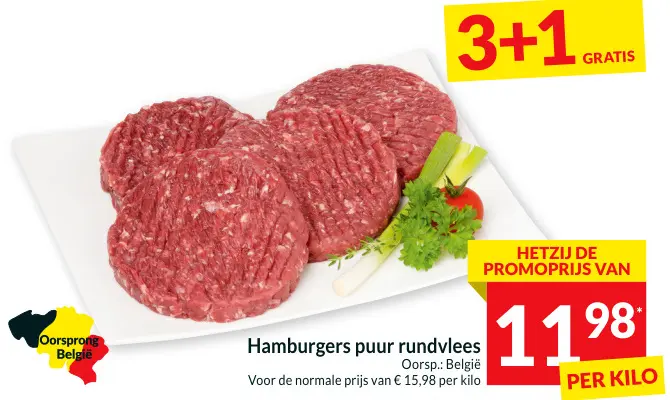 Promotie: Hamburgers puur rundvlees