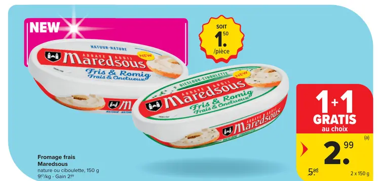 Offre: Fromage frais Maredsous