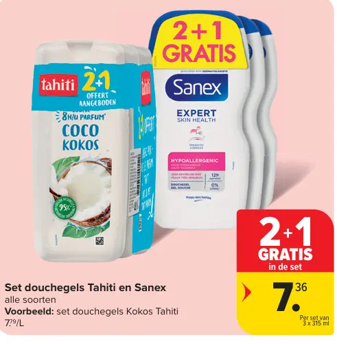 Promotie: Set douchegels Tahiti en Sanex