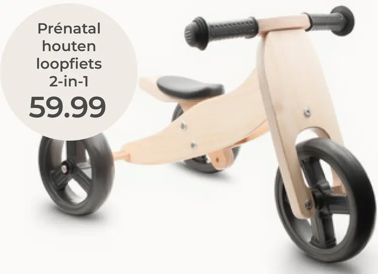 Aanbieding: Houten loopfiets 2-in-1