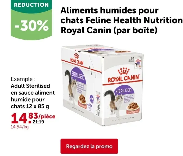 Offre: Adult Sterilised en sauce aliment humide pour chats 12 x 85 g