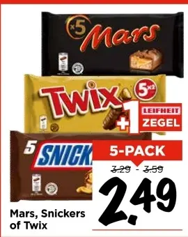 Aanbieding: Mars, Snickers of Twix