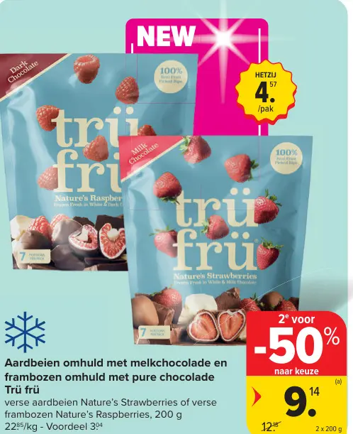 Promotie: Aardbeien omhuld met melkchocolade of pure chocolade