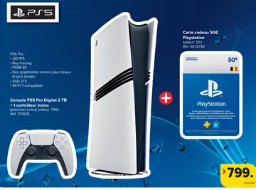 Offre: Console PS5 Pro Digital 2 TB + 1 contrôleur i
