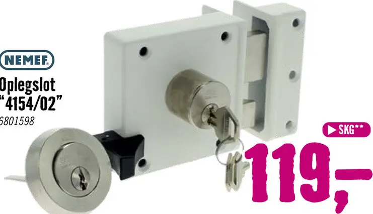 Aanbieding: NEMEF Oplegslot 4154/02 links wit