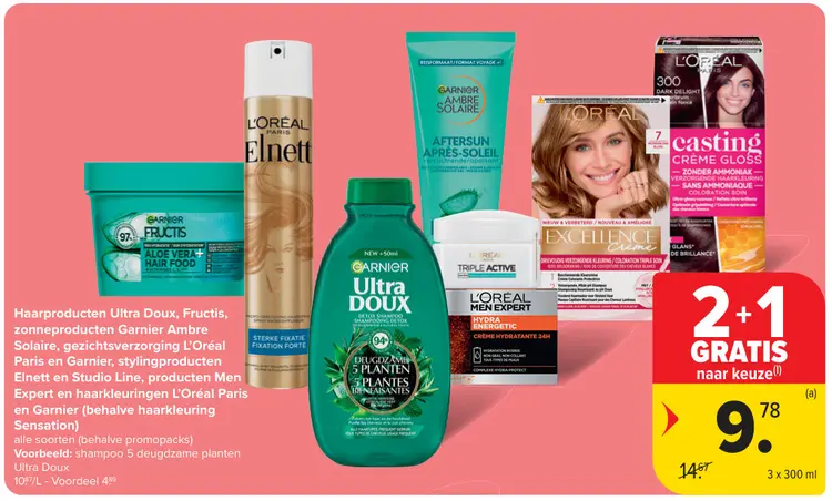 Promotie: Haarproducten, zonneproducten, gezichtsverzorging, stylingproducten en haarkleuringen