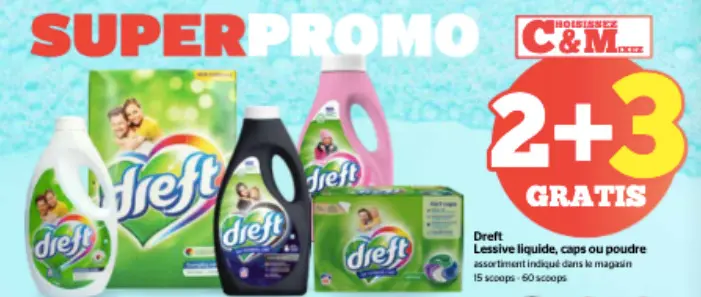 Offre: Lessive liquide, caps ou poudre