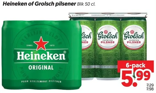 Aanbieding: Heineken of Grolsch pilsener