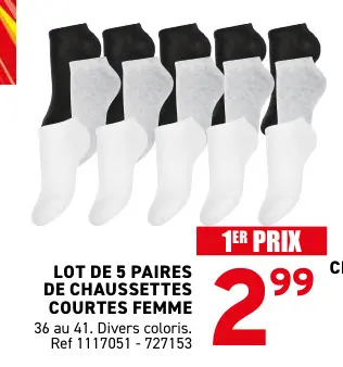 Offre: Lot de 5 paires de chaussettes courtes femme
