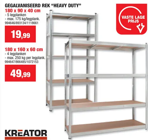 Aanbieding: Practo Home Heavy Duty opbergrek 180x90x40 cm metaal/hout