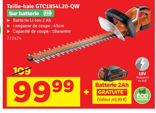Offre: Taille-haie GTC1854L20-QW
