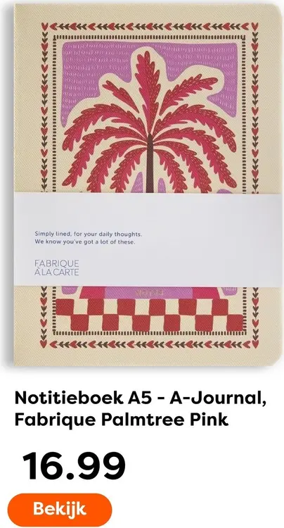 Aanbieding: A-Journal Notitieboek A5 - Fabrique Palmtree Pink