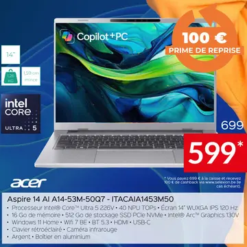 Offre: Aspire 14 Al A14-53M-50Q7 - ITACAIA1453M50