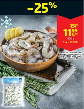 Offre: Queues de crevettes crues / Rauwe garnaalstaarten