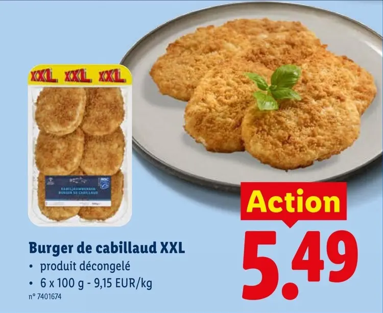 Offre: Burger de cabillaud XXL