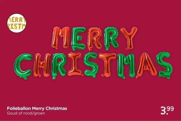 Promotie: Folieballon Merry Christmas