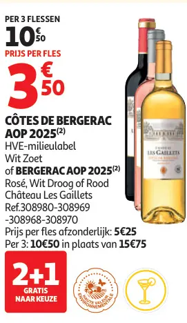 Promotie: Château Les Gaillets Côtes De Bergerac Aop 2025 Wit Zoet Of Bergerac Aop 2025 Rosé, Wit Droog Of Rood Château Les Gaillets