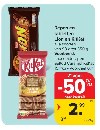 Promotie: Repen en tabletten Lion en KitKat